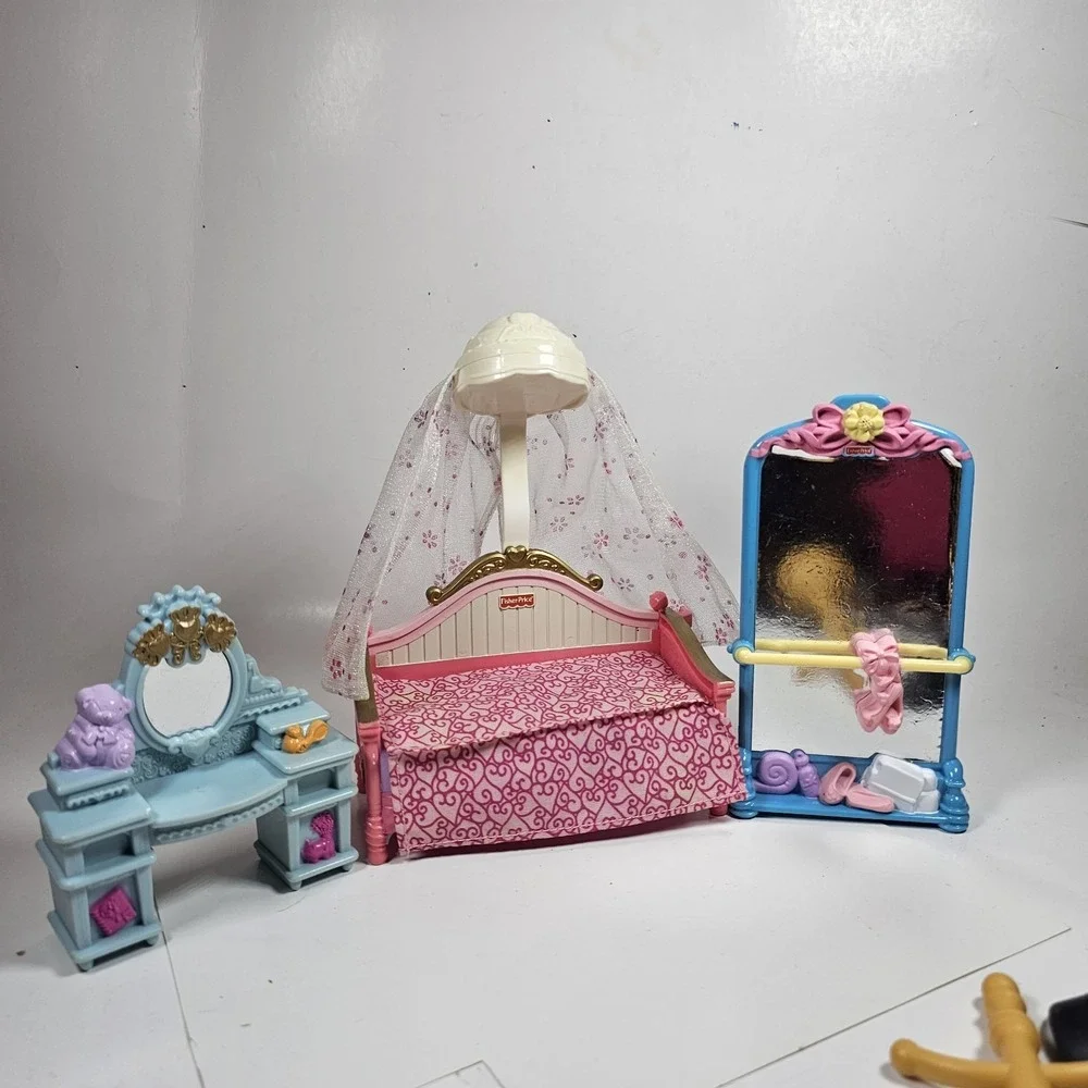 Fisher Price Loving Family‎ Dollhouse KIDS BEDROOM Canopy Girl Pink